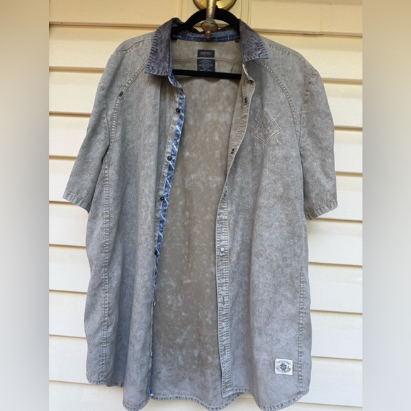 Buffalo David Bitton Mineral Wash Tan Short Sleeved Shirt, 100%Cotton, XL/TG - Picture 1 of 12